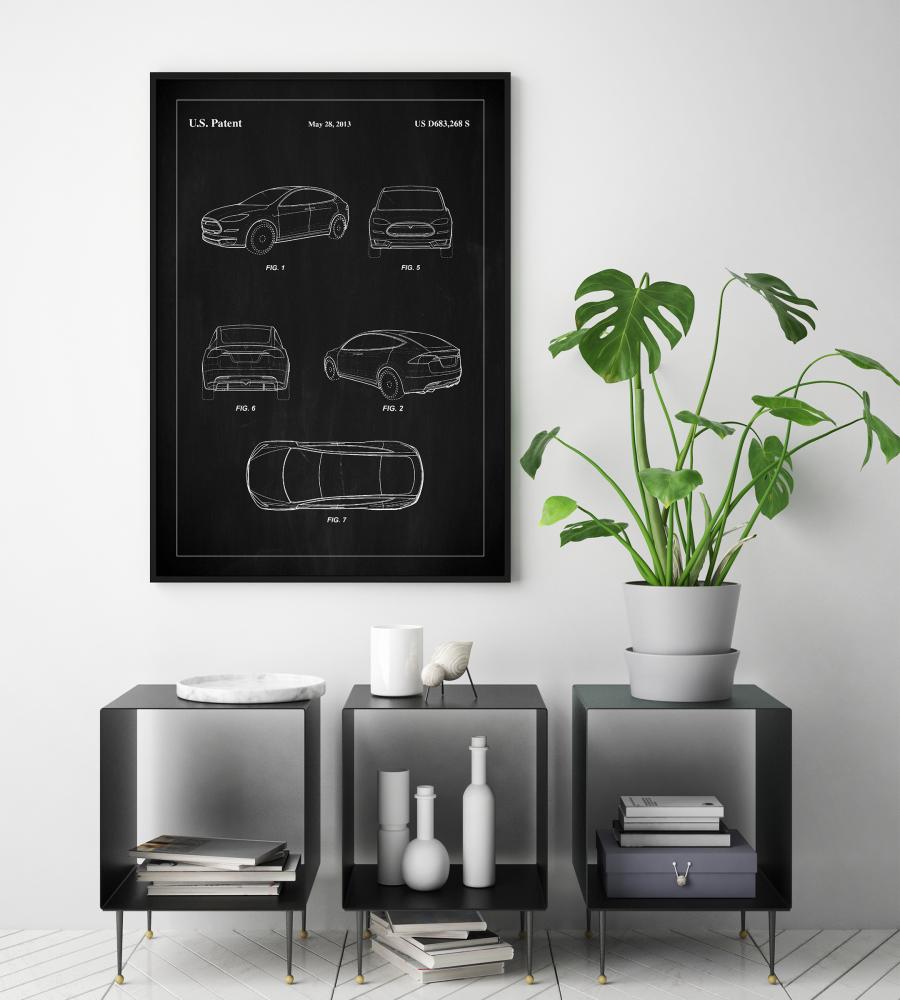 Patent Print - Tesla - Black Plakat