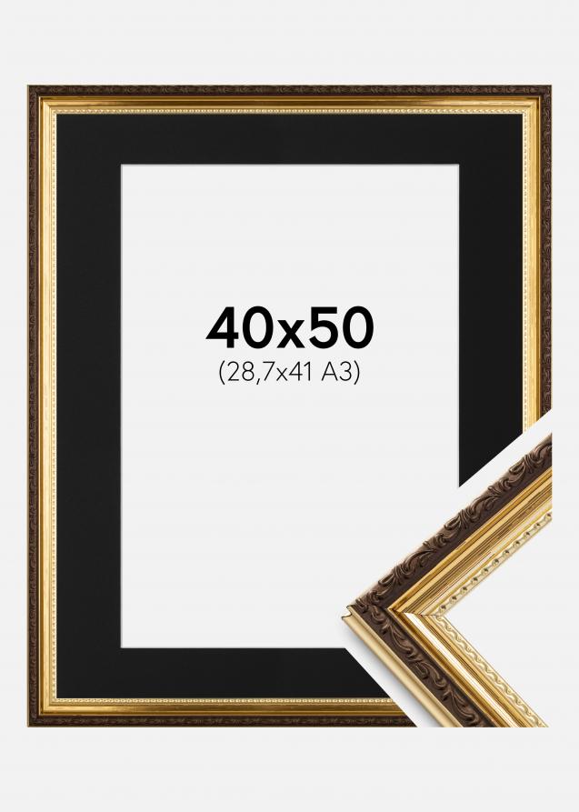 Ramme Abisko Gull 40x50 cm - Passepartout Svart 29,7x42 cm (A3)