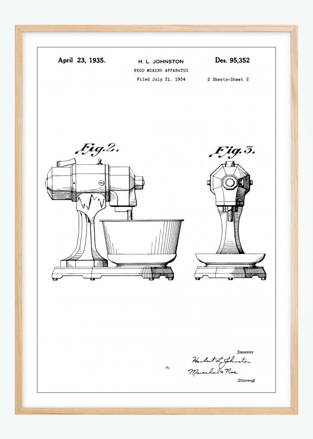 Patenttegning - Håndmikser II - Poster Plakat