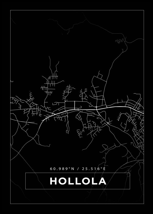 Kart - Hollola - Svart Plakat