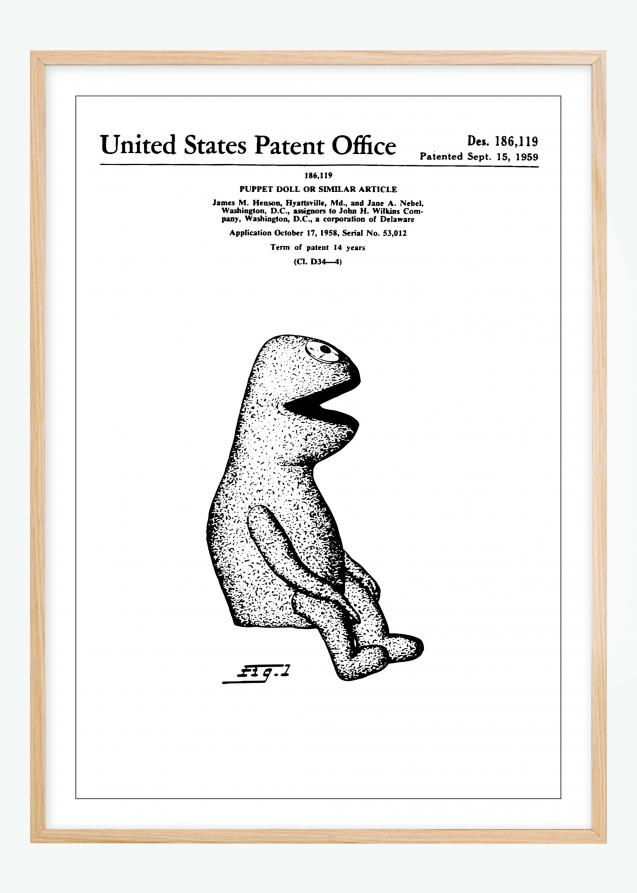 Patenttegning - Kermit I - Poster Plakat