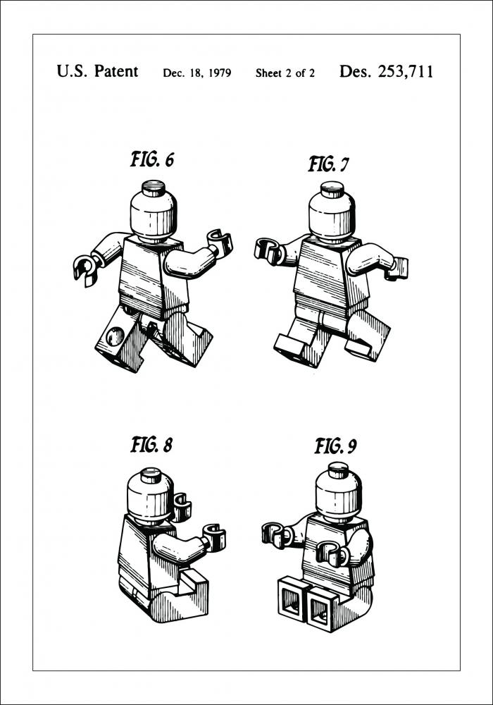 Patenttegning - Lego II - Poster Plakat
