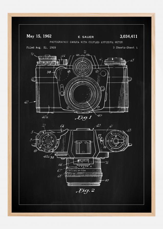 Patenttegning - Kamera I - Svart Plakat