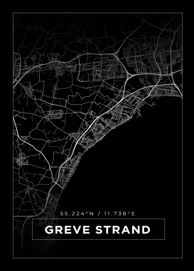 Kart - Greve Strand - Svart Plakat