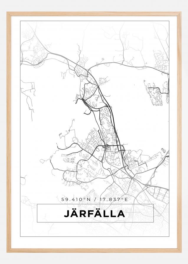 Kart - Järfälla - Hvit Plakat