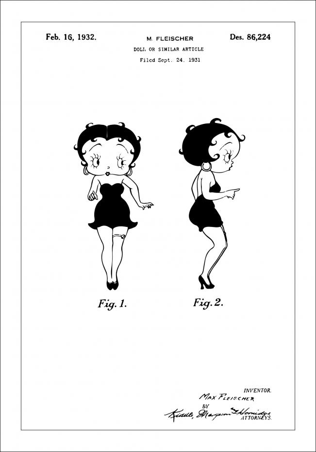 Patenttegning - Betty Boop - Poster Plakat