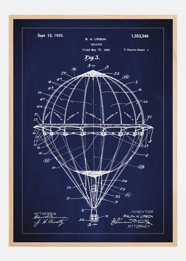 Patenttegning - Luftballong - Blå Plakat