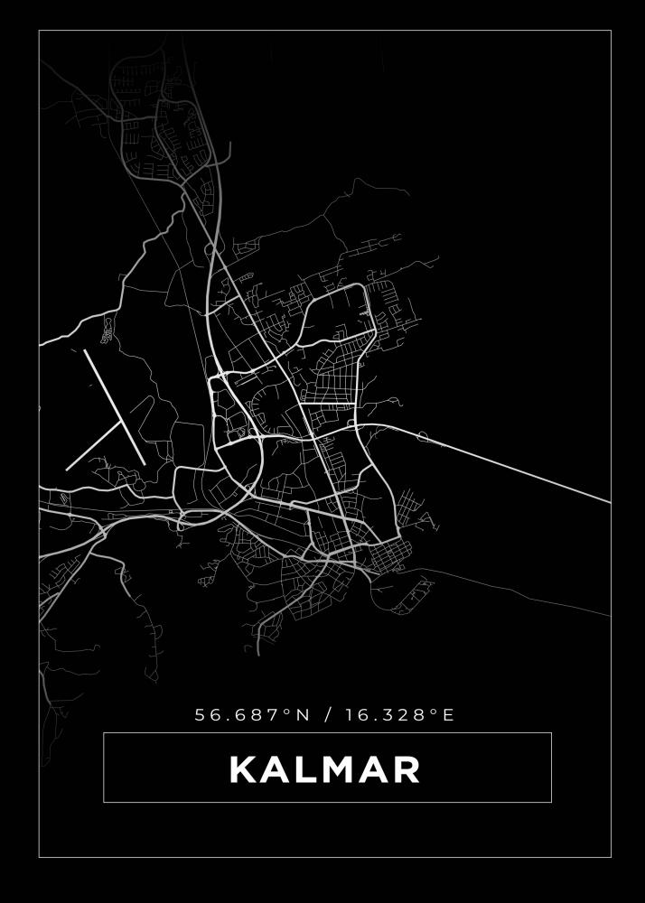 Kart - Kalmar - Svart Plakat