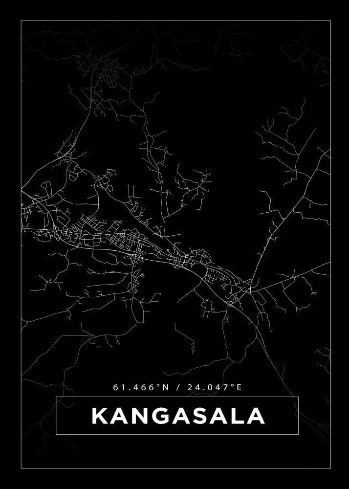 Kart - Kangasala - Svart Plakat