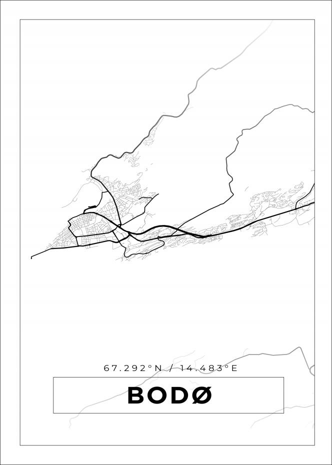 Kart - Bod - Hvit Plakat