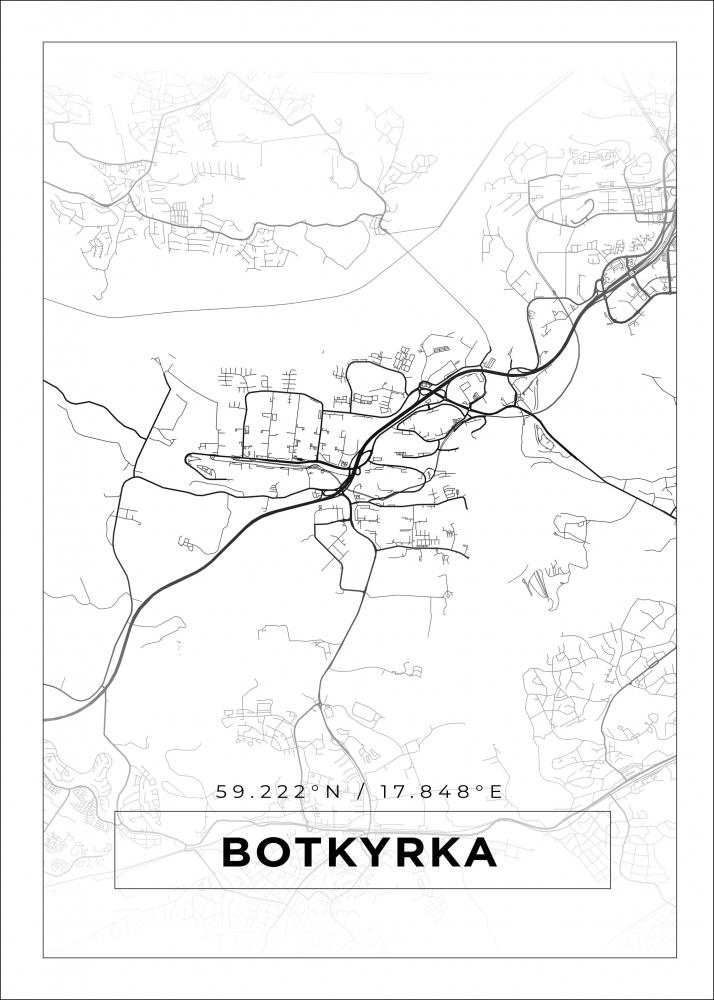 Kart - Botkyrka - Hvit Plakat