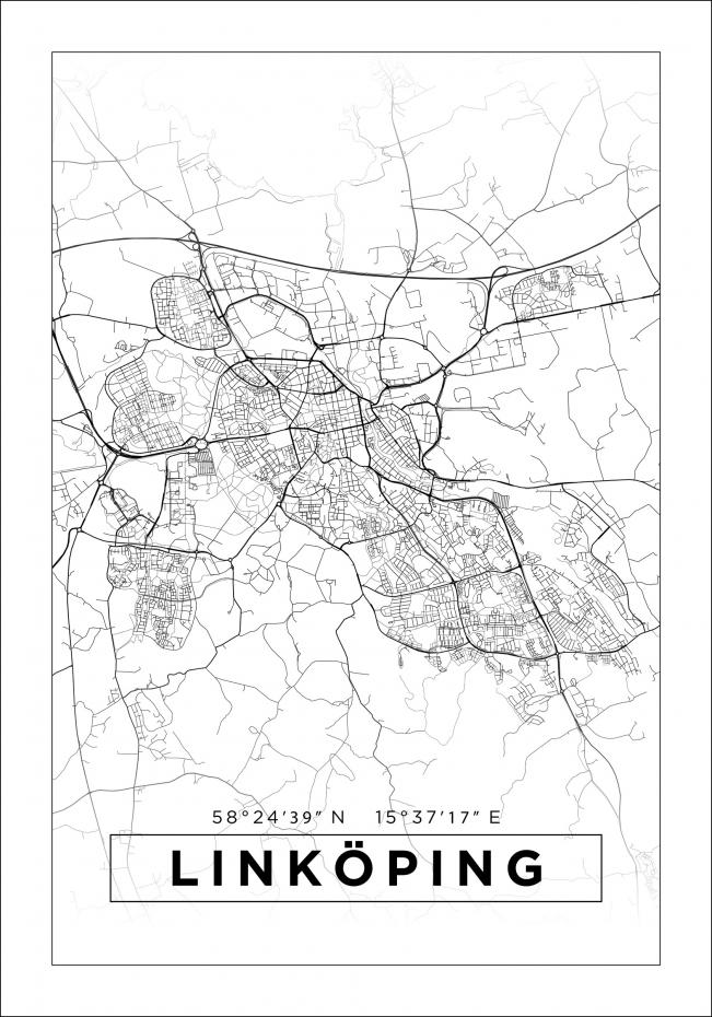 Kart - Linkping - Poster - Hvit Plakat