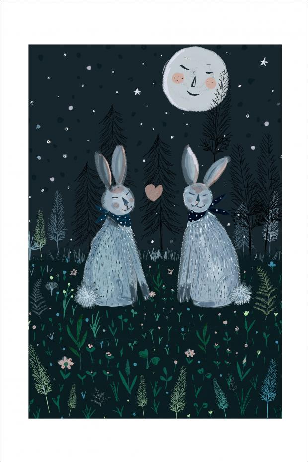 Rabbits in the Forest Plakat