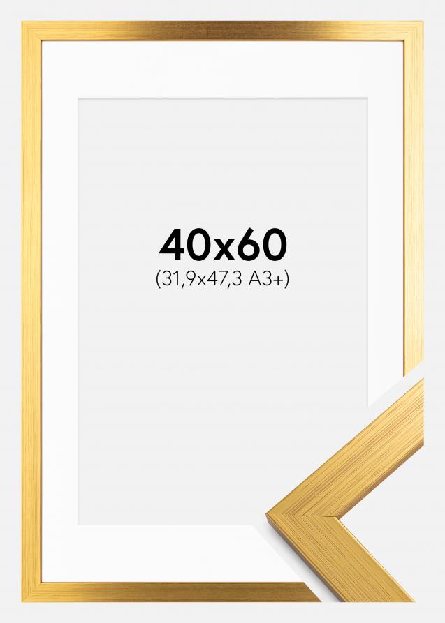 Ramme Gold Wood 40x60 cm - Passepartout Hvit 32,9x48,3 cm (A3+)