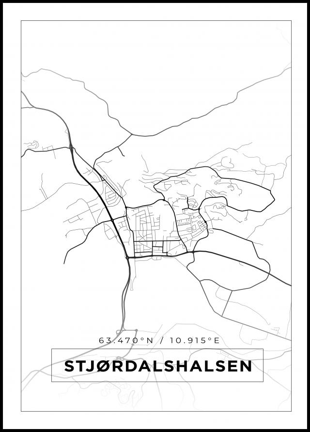 Kart - Stjørdalshalsen - Hvit Plakat