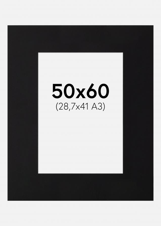 Passepartout XL Svart (Hvit kjerne) 50x60 cm (28,7x41 - A3)