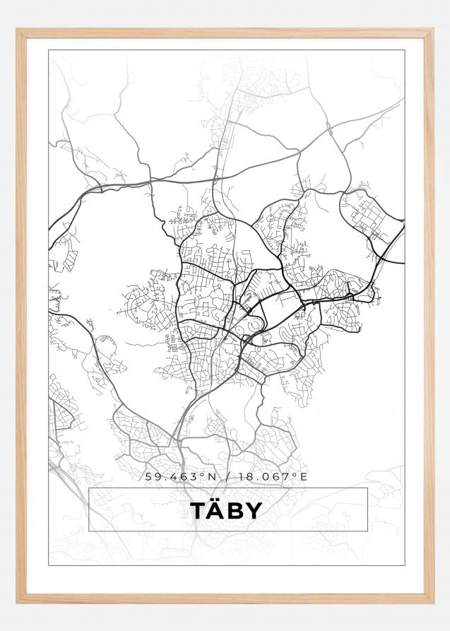 Kart - Täby - Hvit Plakat
