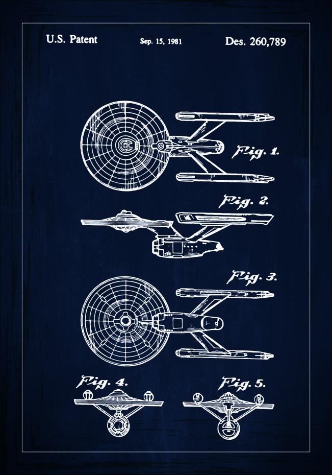 Patenttegning - Star Trek - USS Enterprise - Bl Plakat