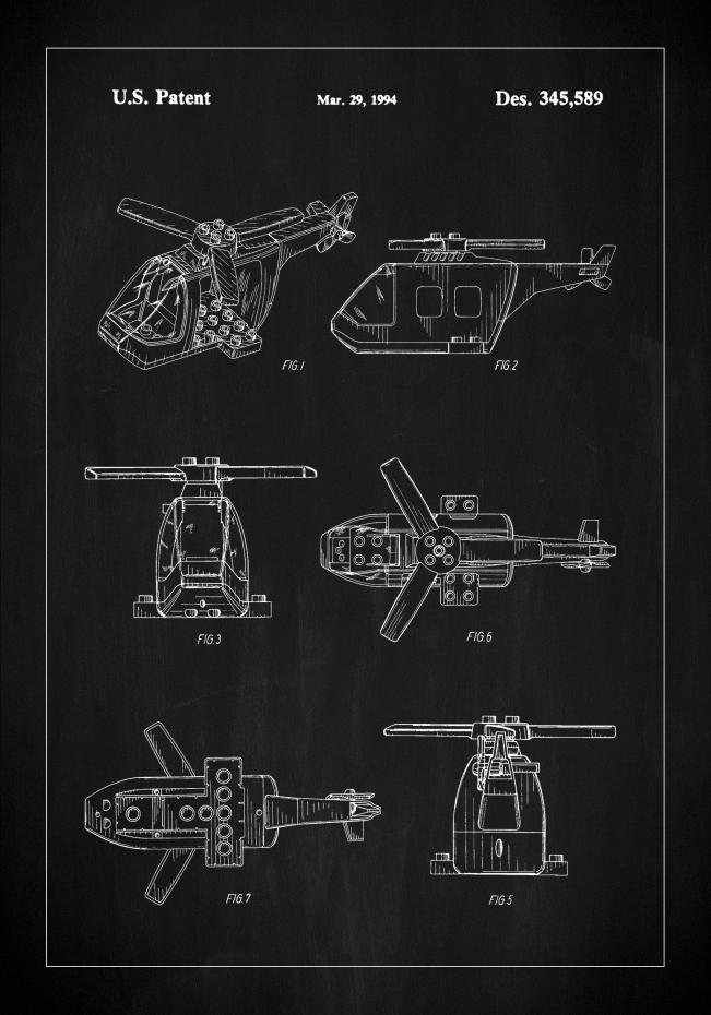 Patent Print - Lego Helicopter - Black Plakat