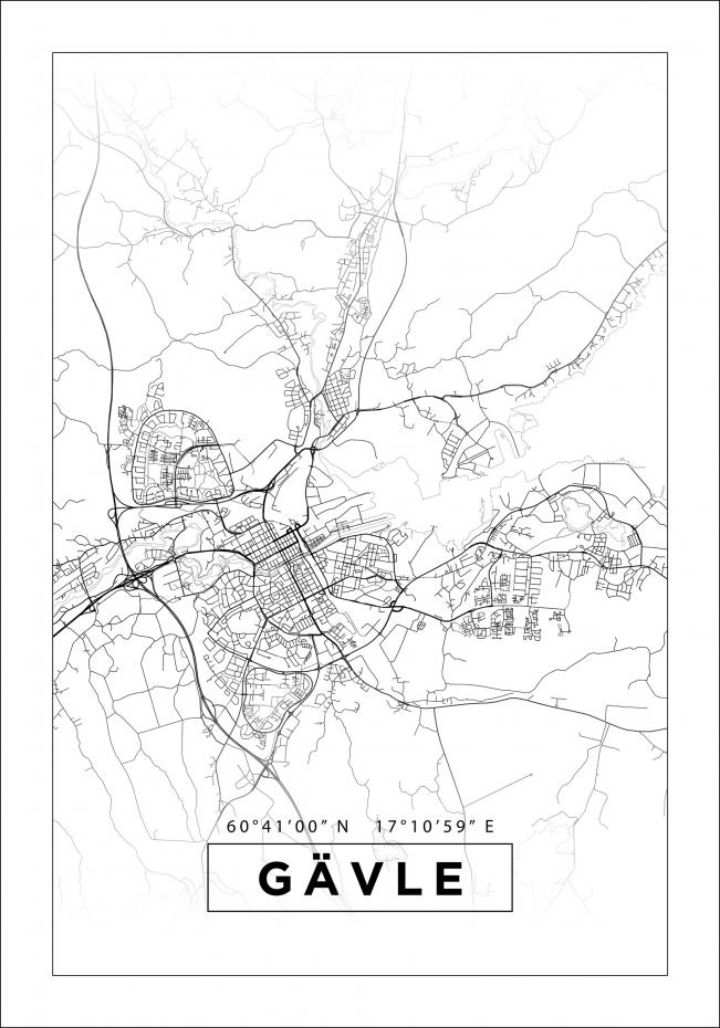 Kart - Gvle - Hvit Plakat
