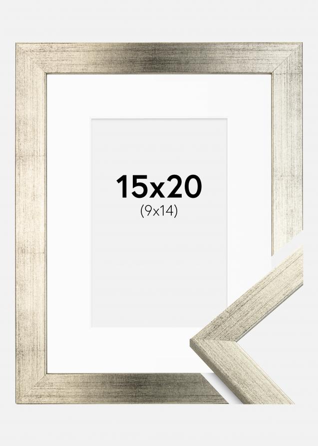 Ramme Stilren Sølv 15x20 cm - Passepartout Hvit 10x15 cm