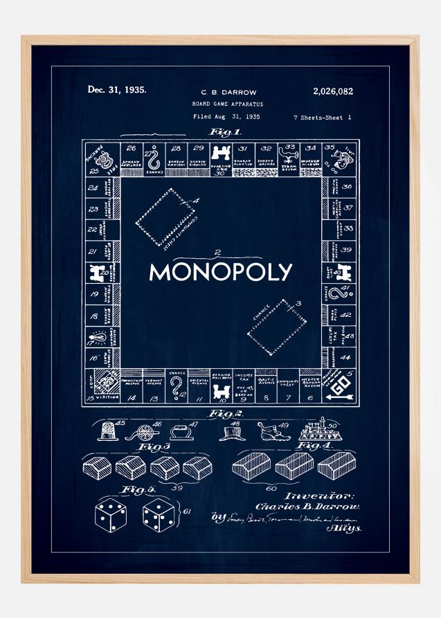 Patenttegning - Monopol I - Blå Plakat