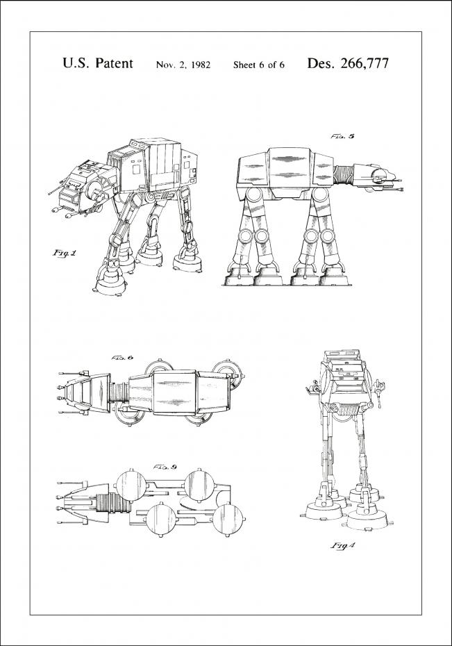 Patenttegning - Star Wars - Walker - Hvit Plakat