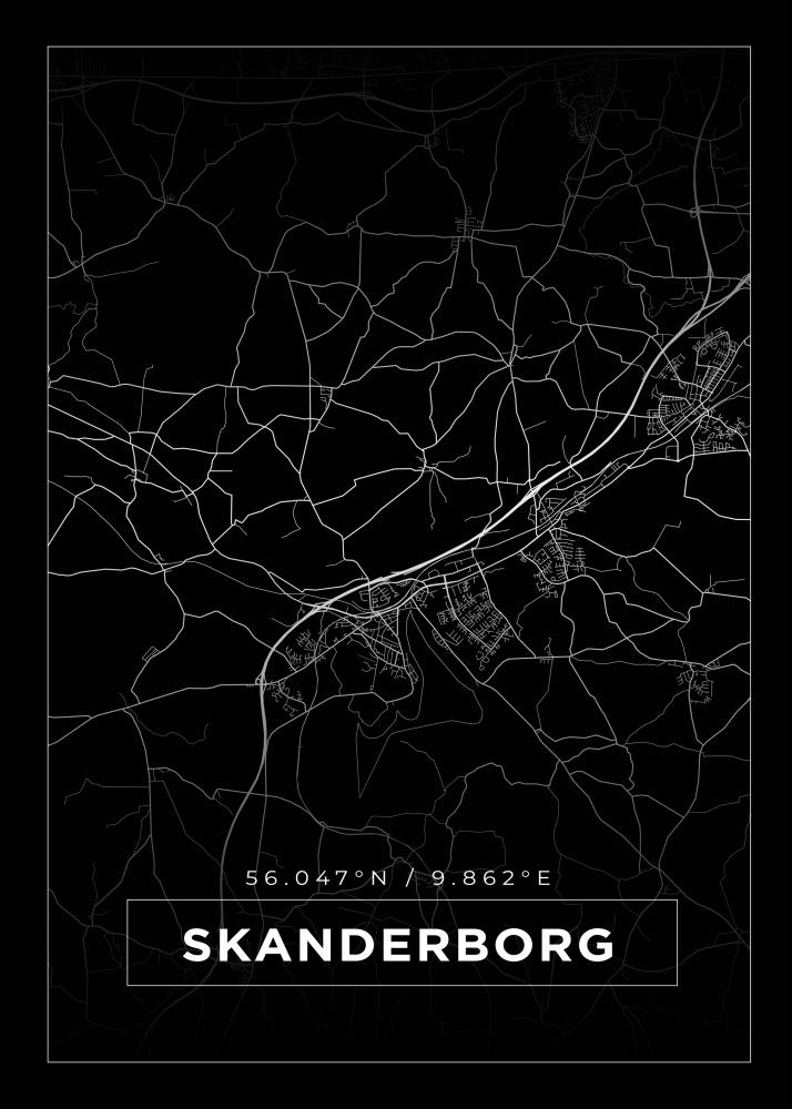 Kart - Skanderborg - Svart Plakat