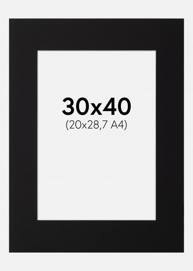 Passepartout Svart (Hvit kjerne) 30x40 cm (20x28,7 - A4)