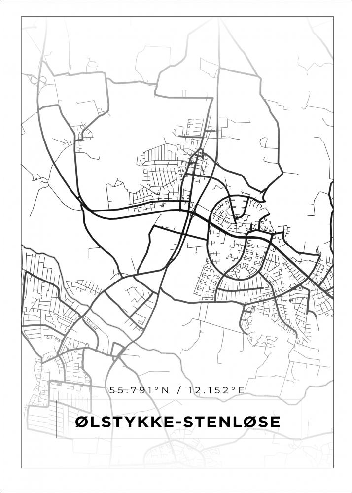 Kart - lstykke-Stenlse - Hvit Plakat