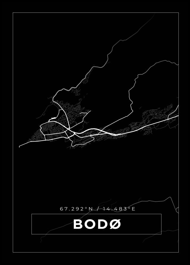 Kart - Bodø - Svart Plakat