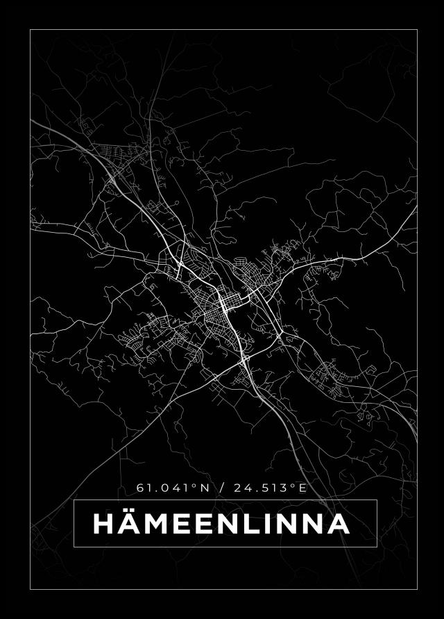 Kart - Hämeenlinna - Svart Plakat