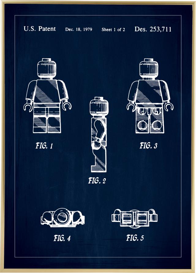 Patenttegning - Lego I - Blå Plakat