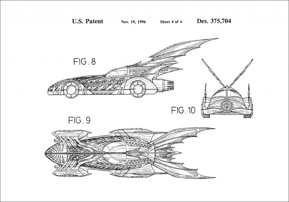Patenttegning - Batman - Batmobile 1996 IIII - Plakat