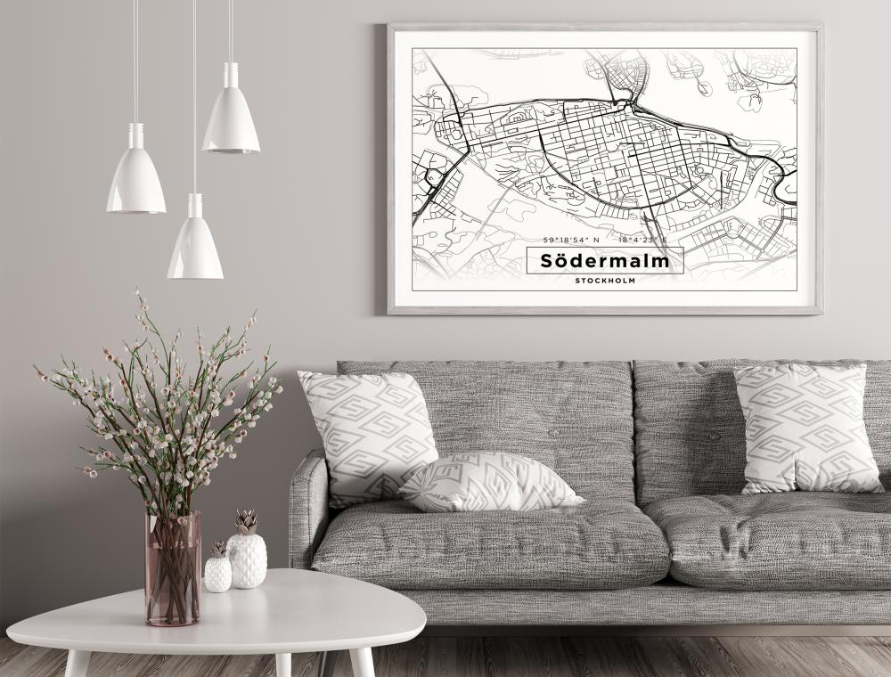 Kart - Sdermalm - Hvit Plakat