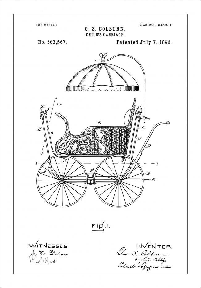 Patenttegning - Barnevogn I - Poster Plakat