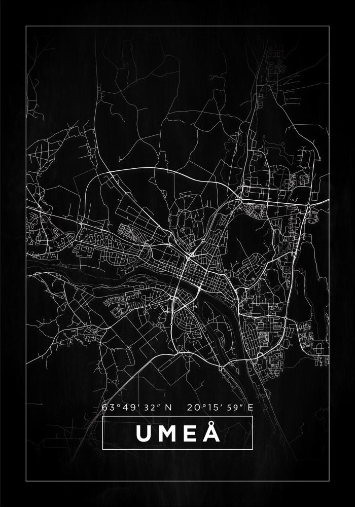 Kart - Ume - Svart Plakat