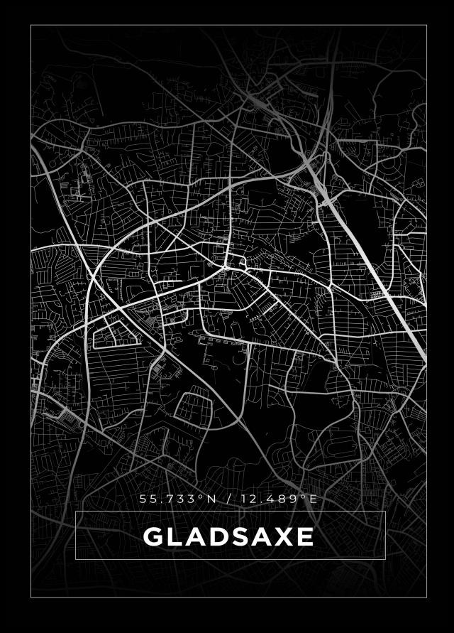 Kart - Gladsaxe - Svart Plakat