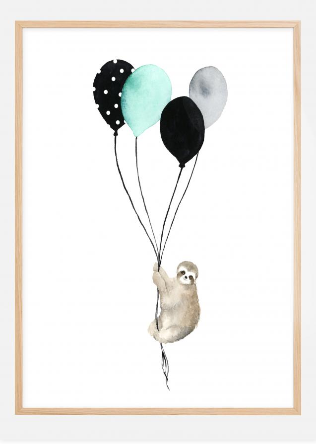 Sloth With Balloons Plakat