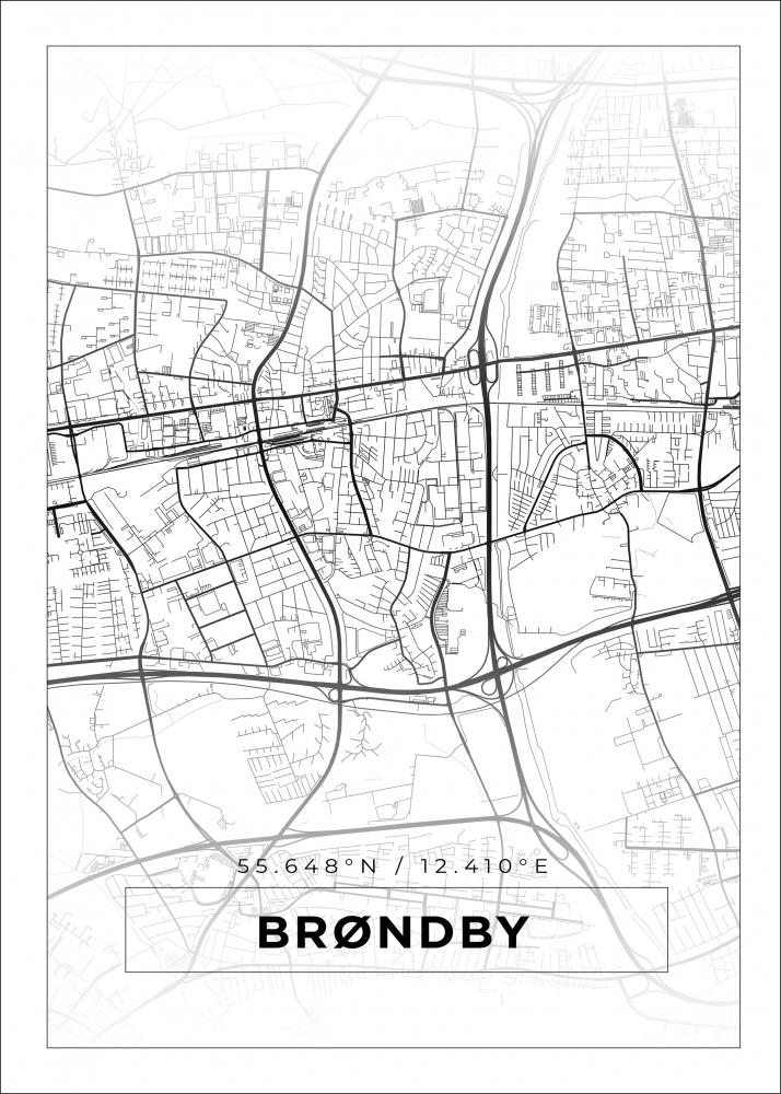 Karta - Brndby - Hvit Plakat