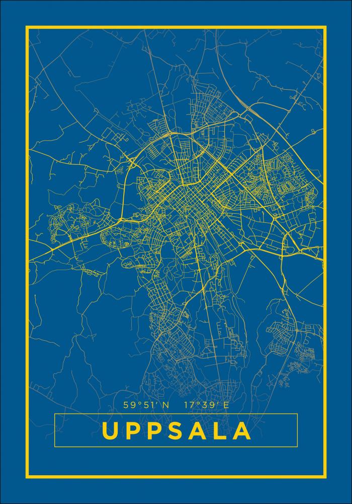 Kart - Uppsala - Poster - Bl