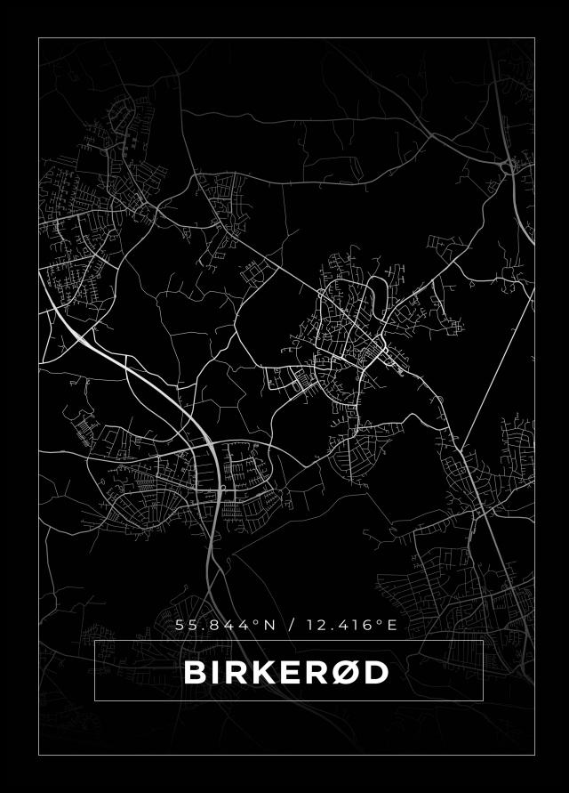 Kart - Birkerød - Svart Plakat