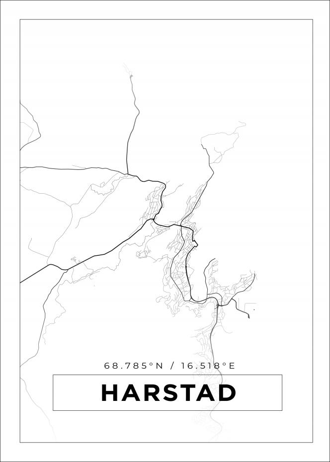 Kart - Harstad - Hvit Plakat