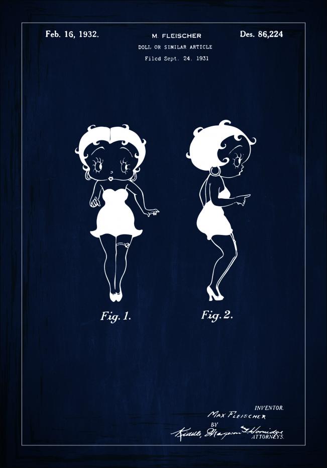 Patenttegning - Betty Boop - Bl Plakat