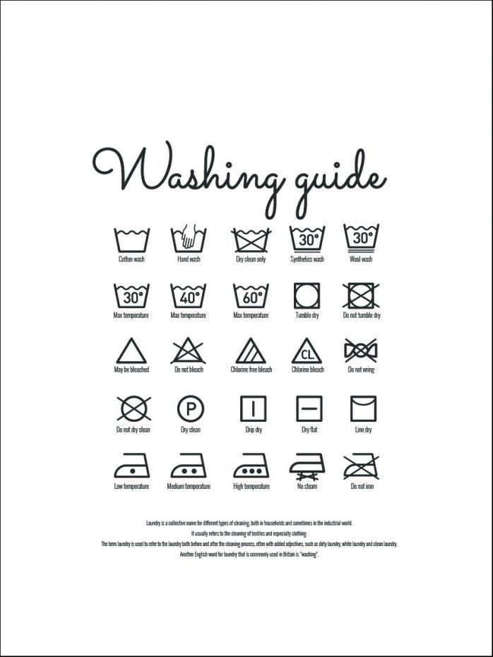 Washing guide white Plakat