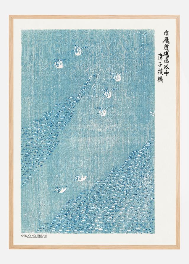 Woodblock Print Blue Plakat