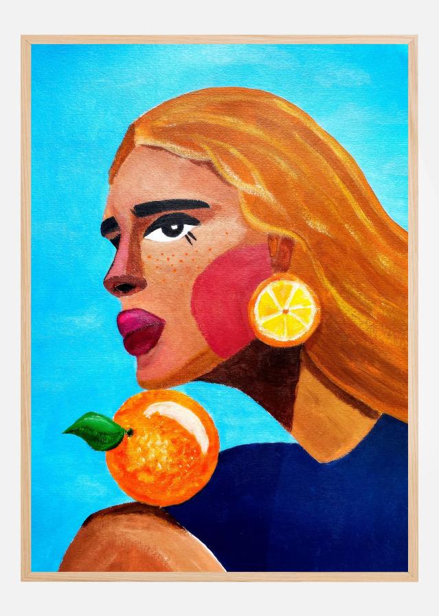 Woman With Orange Plakat