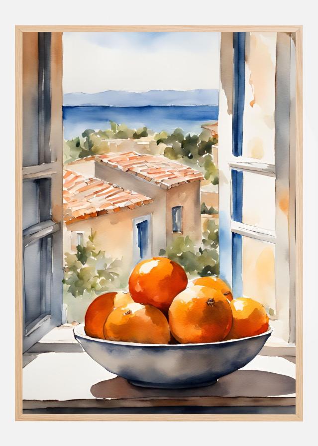 Orangenschale im Fenster Plakat