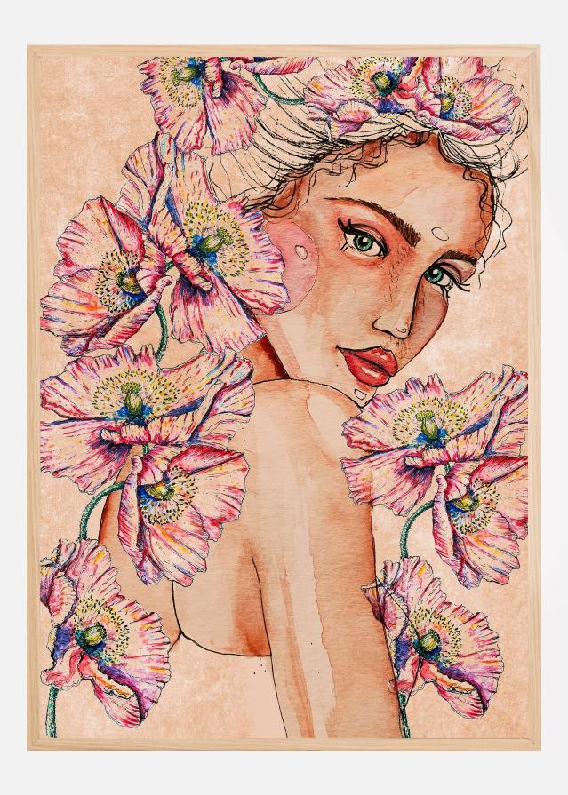 Woman wih Poppies Plakat