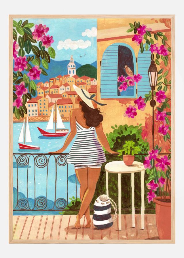 Travel woman in Saint-Tropez Plakat